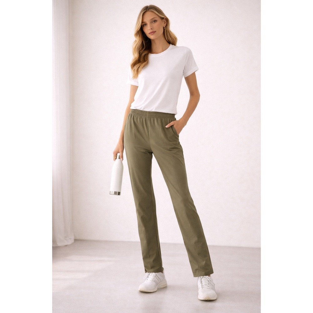 Fabletics Womens Everyday Commuter Pant Olive Green Stretch Size Small NEW